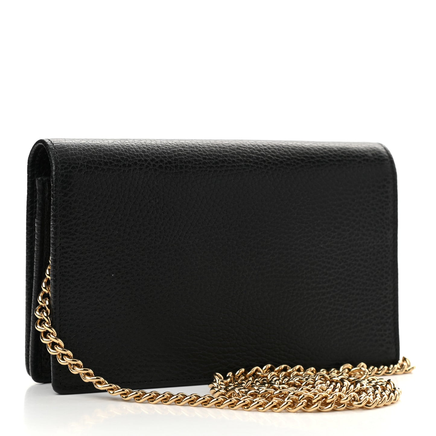 Calfskin Mini GG Marmont Chain Wallet Black