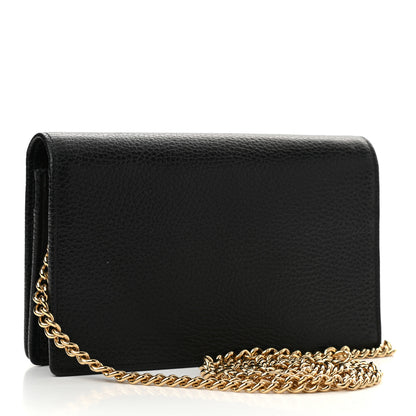 Gucci Calfskin Mini GG Marmont Chain Wallet Black 3 of 12