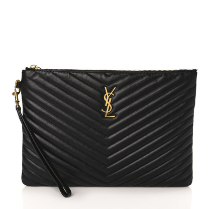 Saint Laurent Calfskin Matelasse Monogram Cassandre Tablet Pouch Black 1 of 7