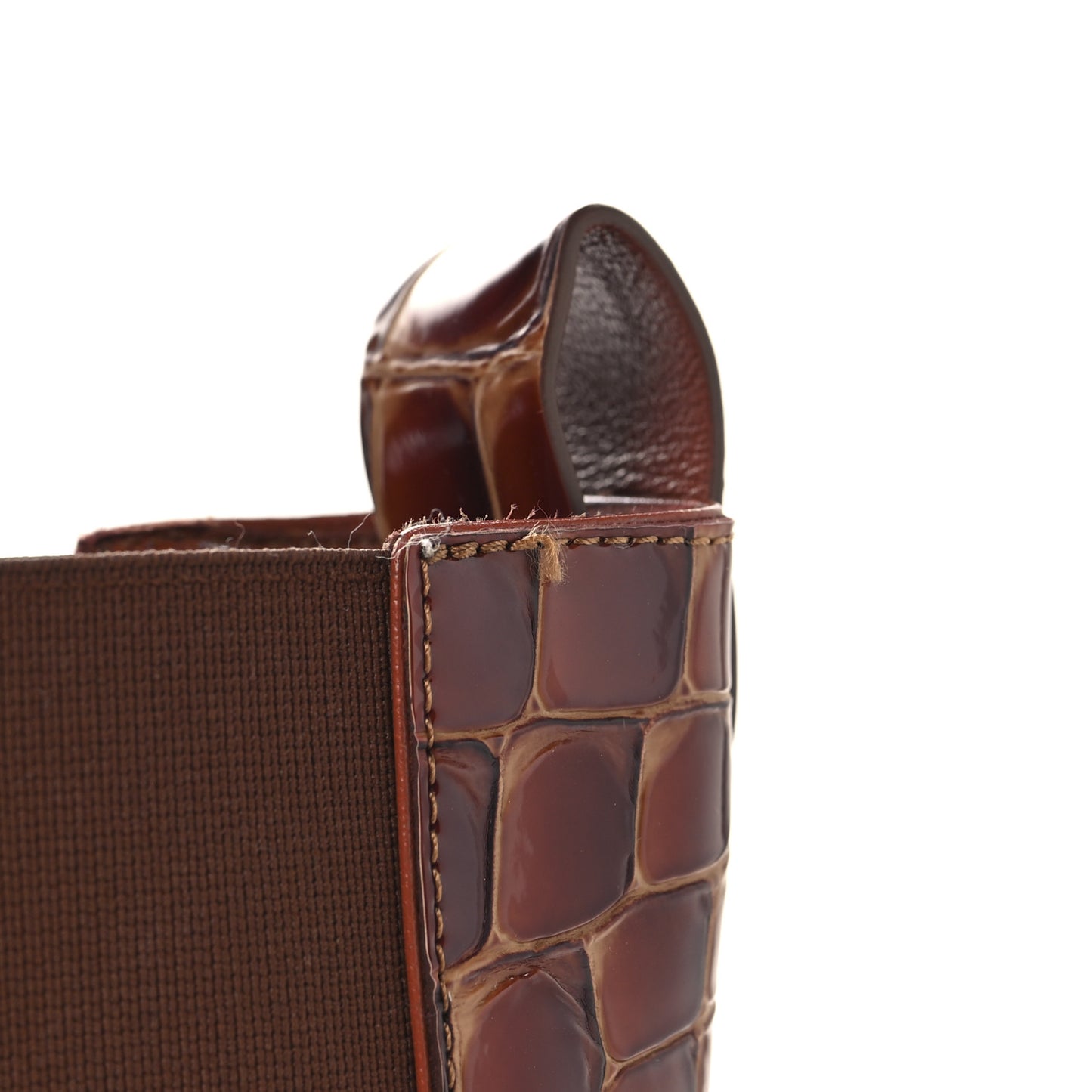Calfskin Alligator Embossed CL Chelsea 70 Booty 41 Acajou