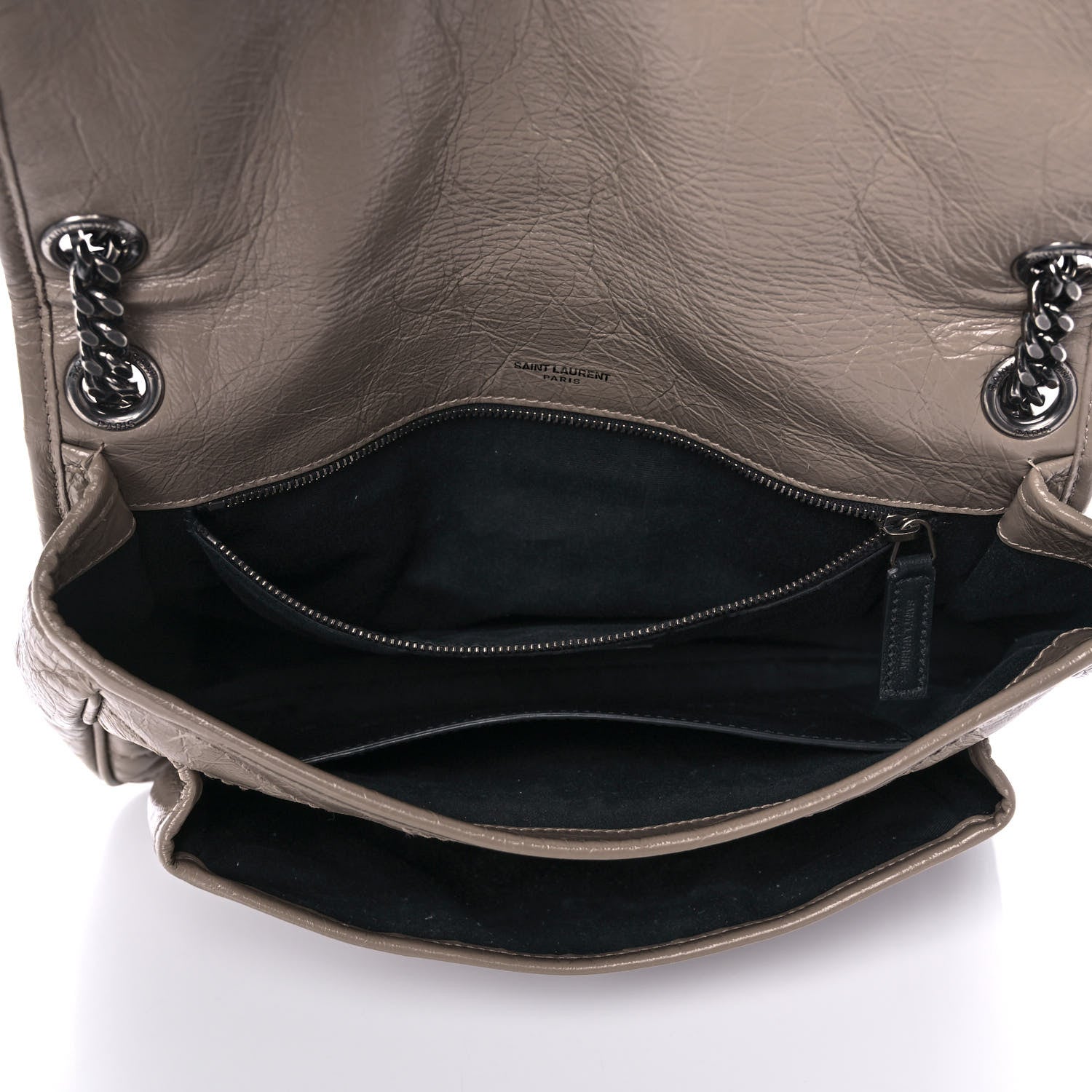 Saint Laurent Crinkled Calfskin Matelasse Monogram Medium Niki Chain Satchel Light Taupe 5 of 11