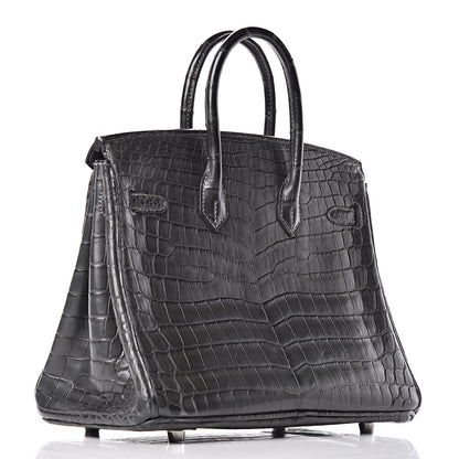 Hermes Matte Niloticus Crocodile Birkin 25 Graphite 4 of 33