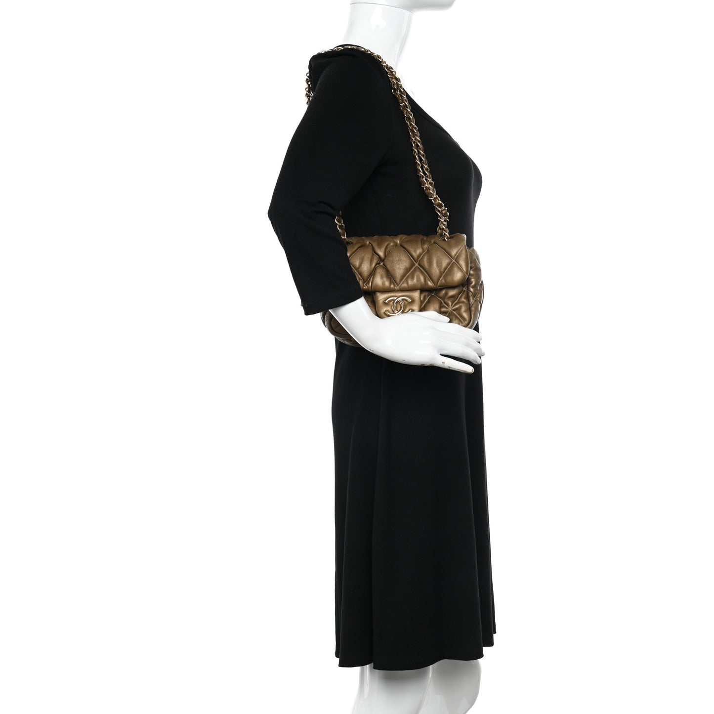 Lambskin Small Bubble Quilt Flap Bag Gold
