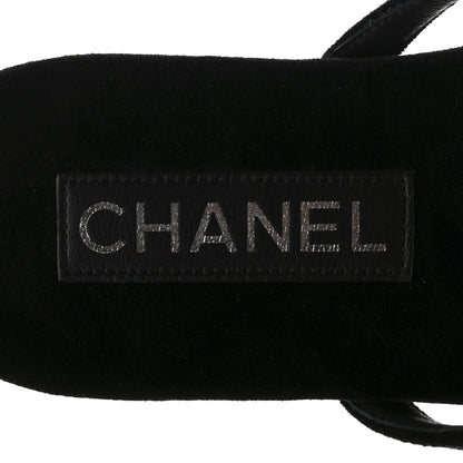 Chanel Velvet Crystal CC Thong Sandals 38 Black 9 of 11