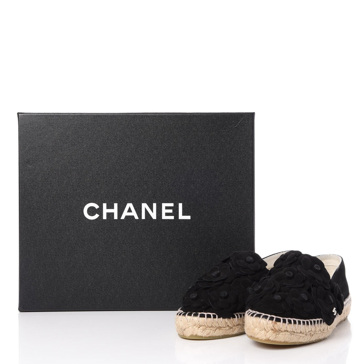 Lambskin Camellia CC Espadrilles 36 Black