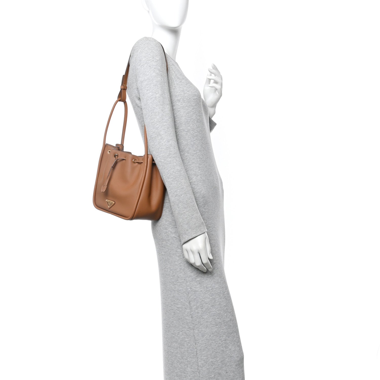 Prada Soft Calfskin Mini Darling Bucket Bag Caramel 2 of 10
