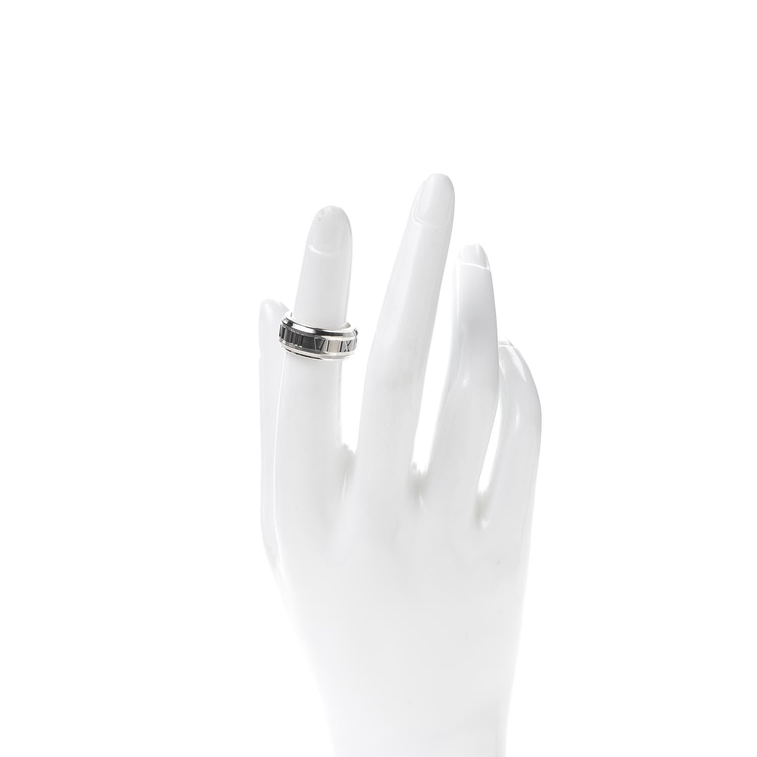 Tiffany Sterling Silver Titanium Atlas Band Ring 48 4.5 2 of 7