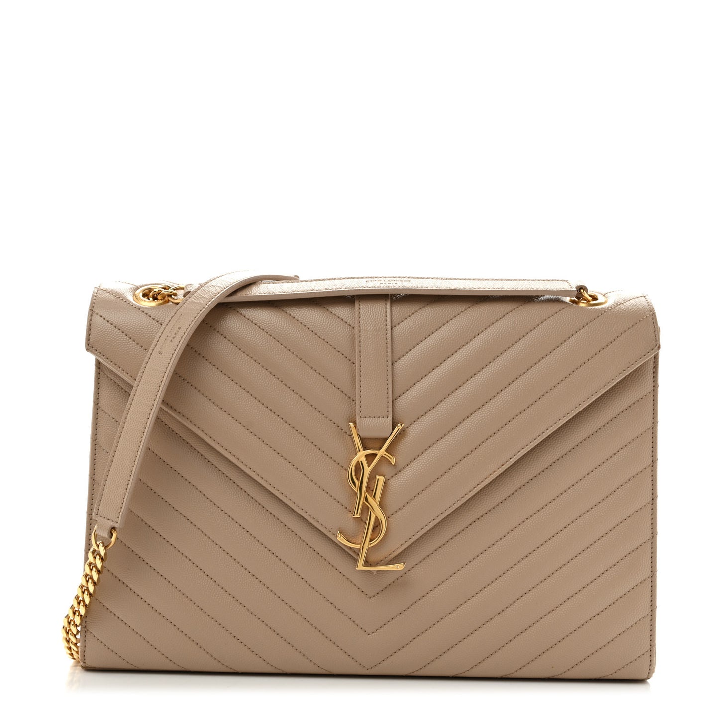 Grain De Poudre Matelasse Chevron Large Monogram Satchel Dark Beige