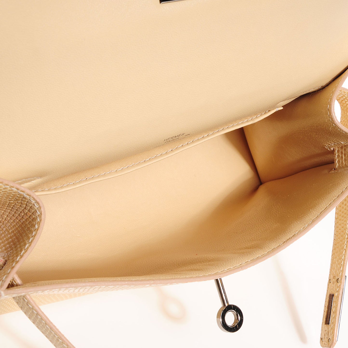 Lizard Kelly Pochette Clutch Beige