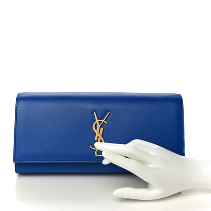 Saint Laurent Grain De Poudre Classic Monogram Cassandre Clutch Blue Majorelle 2 of 12