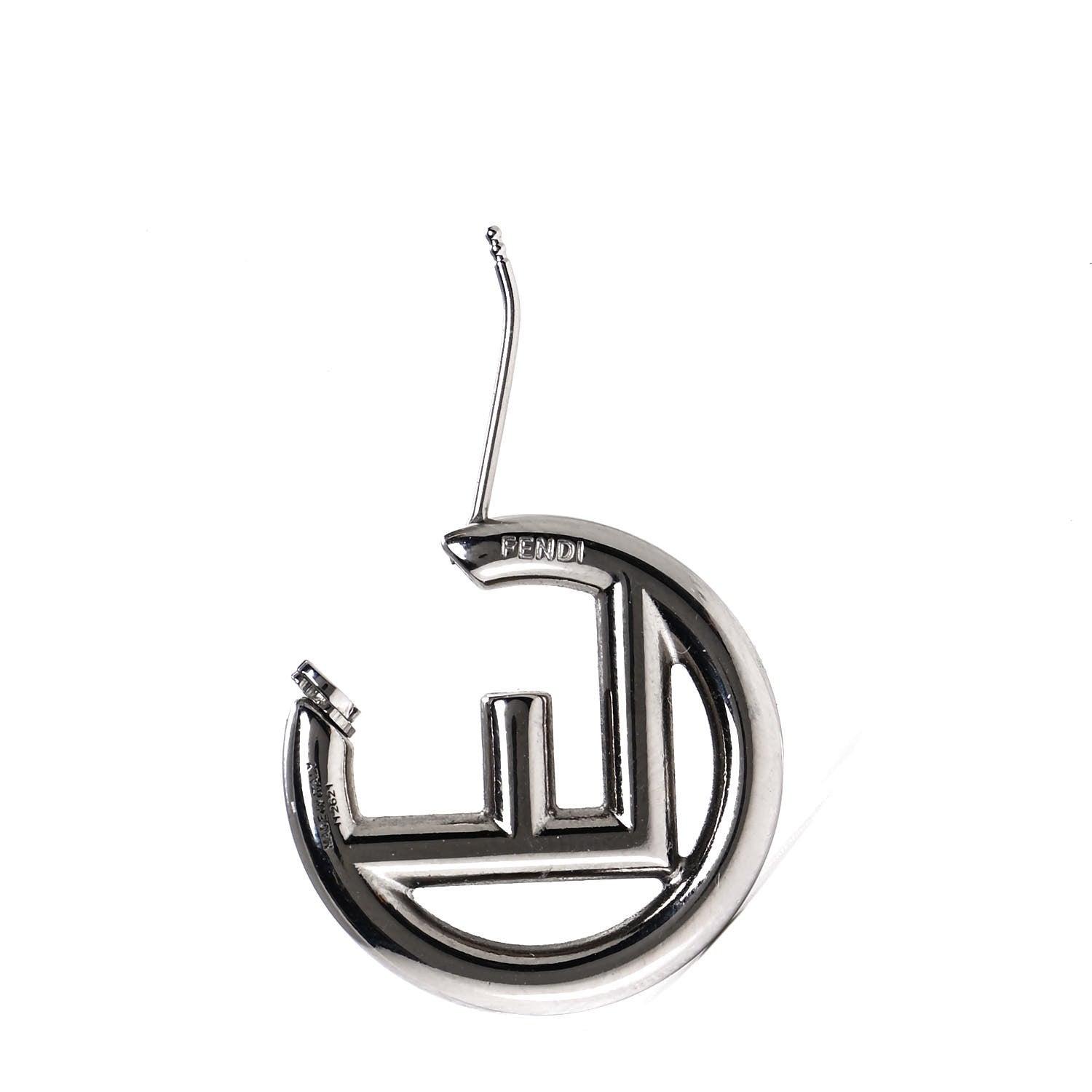 Fendi Metal FF Hoop Earrings Silver 4 of 5