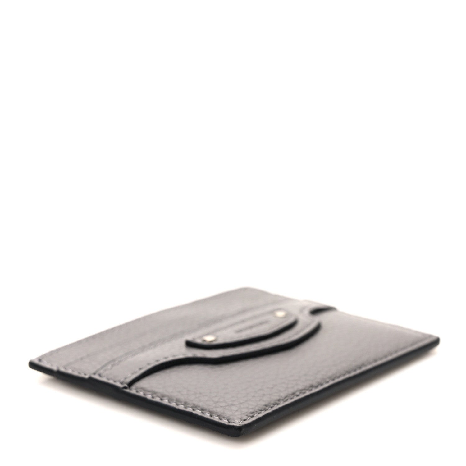 Balenciaga Grained Calfskin Neo Classic Silver Hardware Card Holder Dark Grey 4 of 7