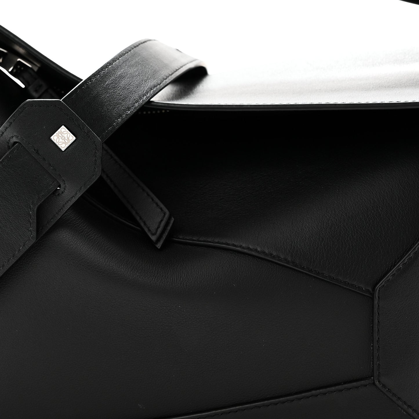 Calfskin Medium Puzzle Edge Bag Black