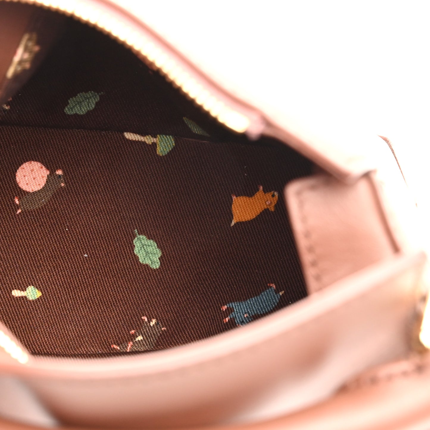 X SUNA FUJITA Satin Calfskin Mini Hamster Puzzle Edge Bag Havana
