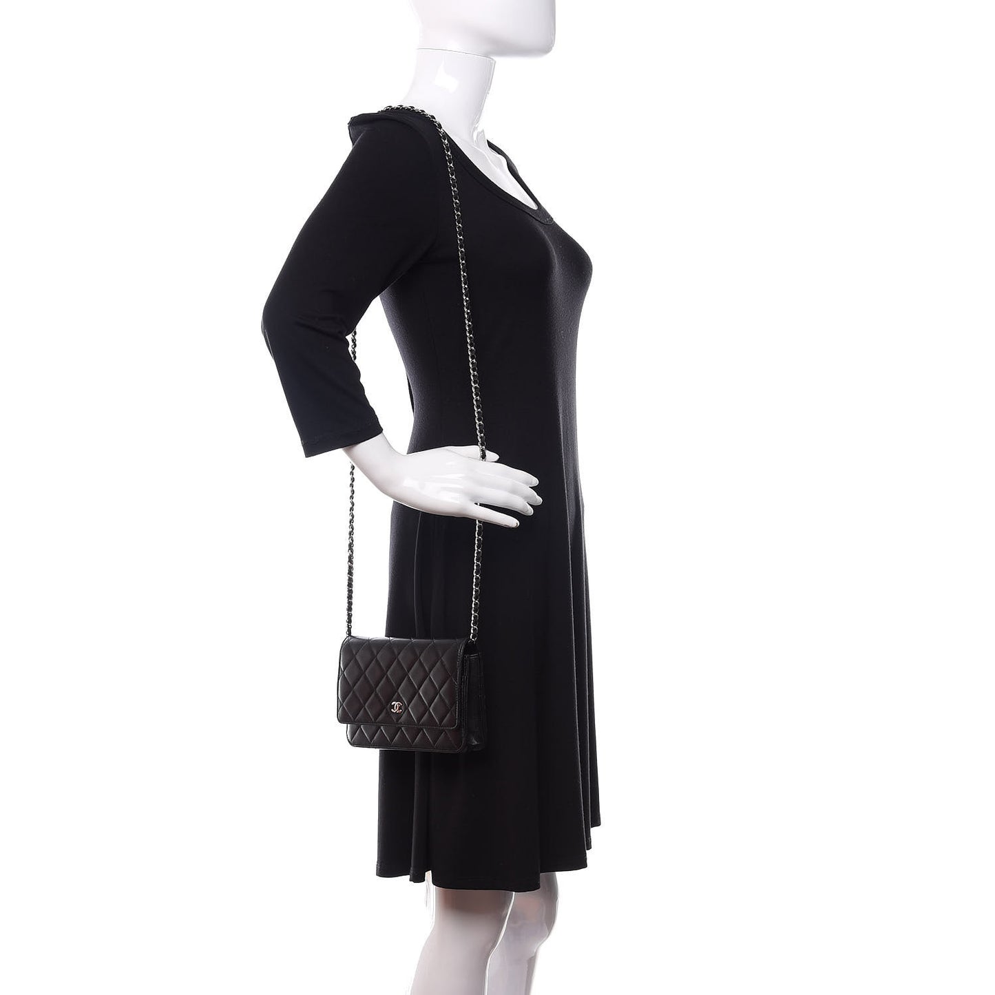 Lambskin Quilted Wallet On Chain WOC Black