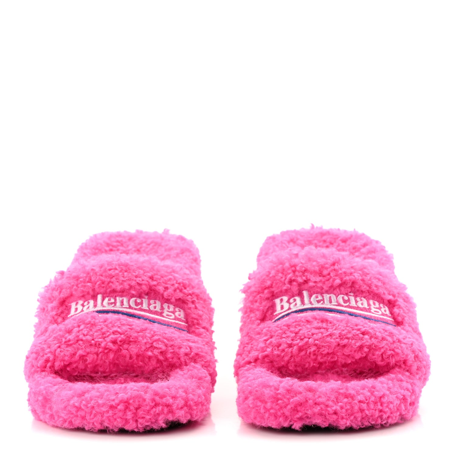 BALENCIAGA ボア サンダル ピンク Balenciaga Faux Shearling Political Campaign Logo 80mm Sandals 37