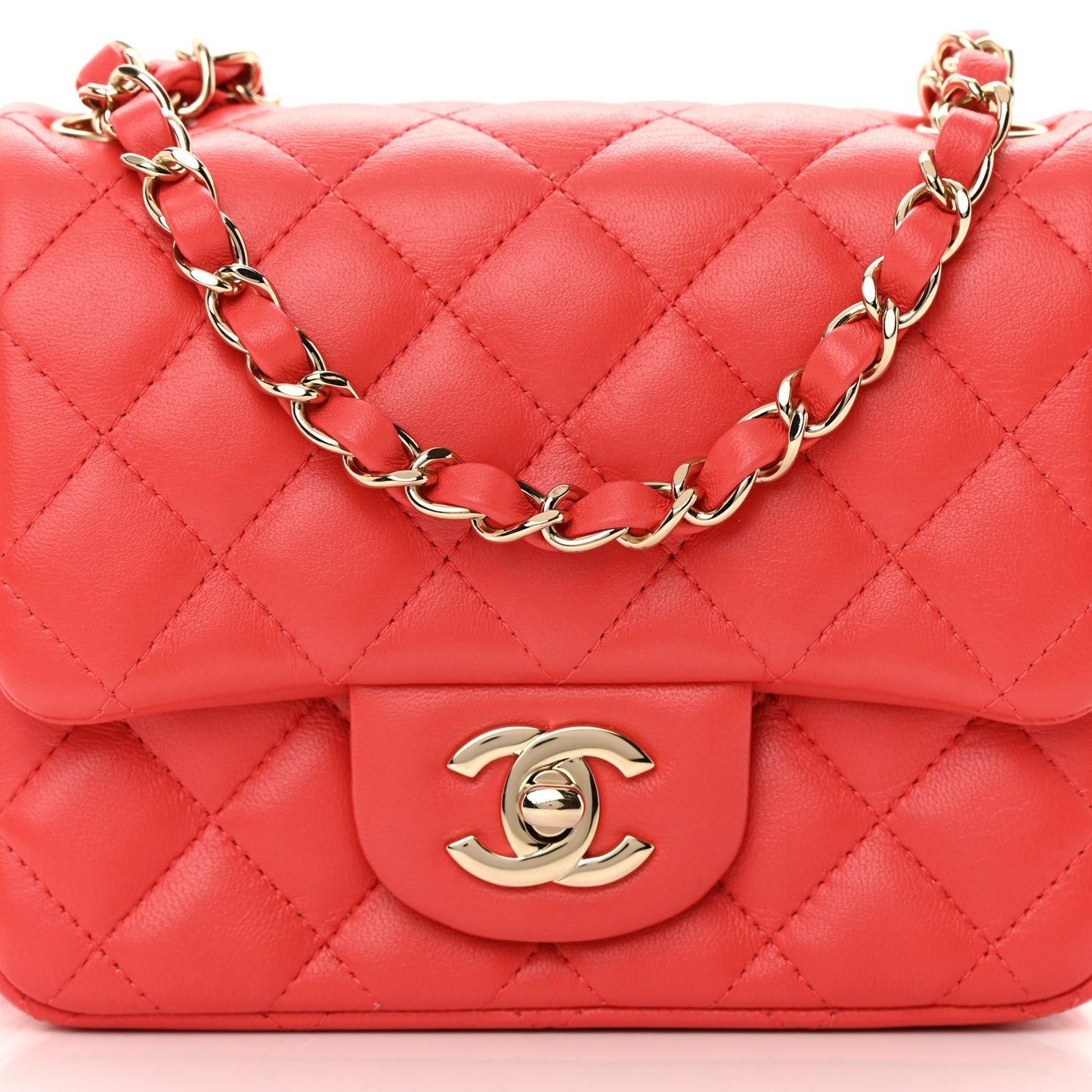 Lambskin Quilted Mini Square Flap Pink