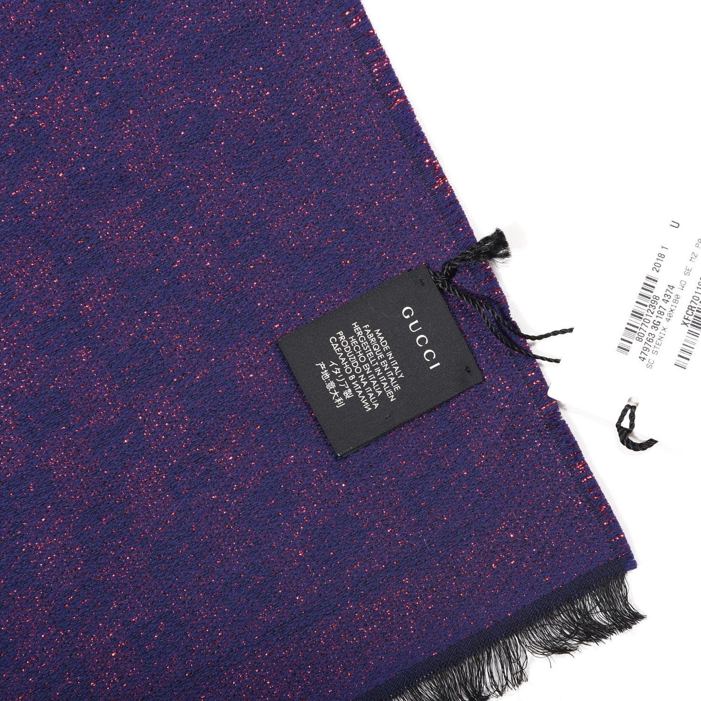 Wool Silk Jacquard GG Monogram Stenix Scarf Navy Red