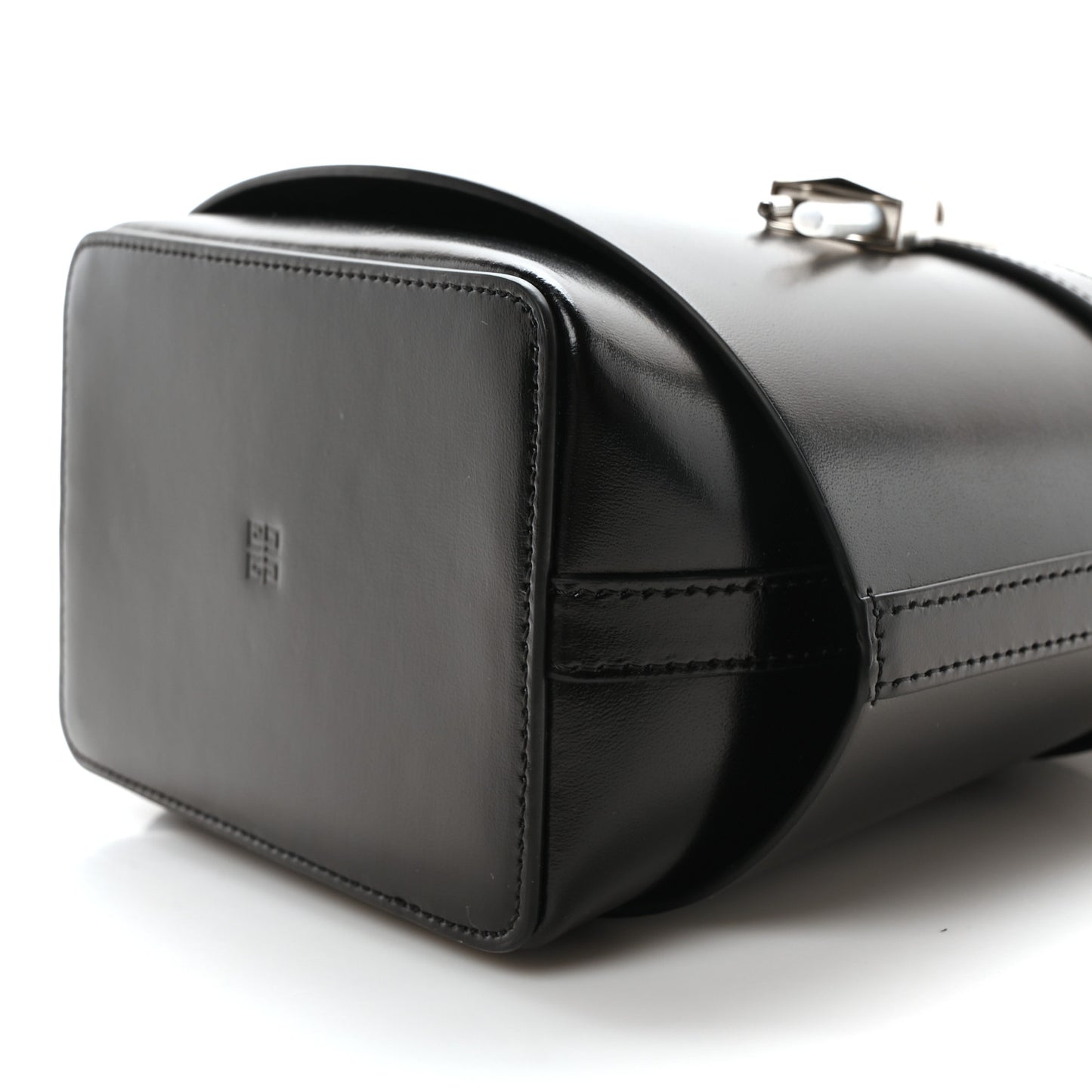 Box Calfskin Shark Lock Bucket Bag Black