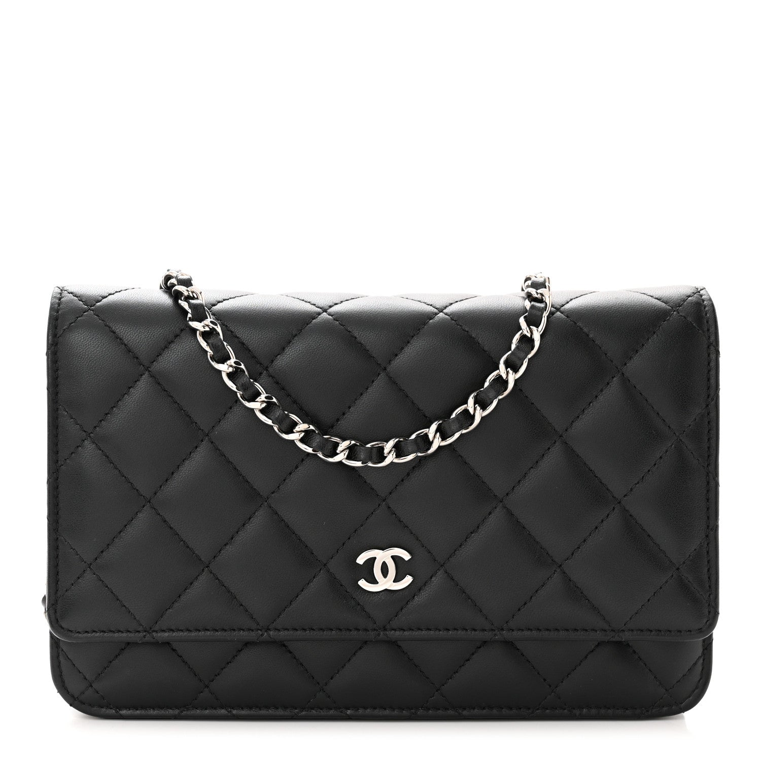 Chanel Lambskin Quilted Wallet On Chain WOC Black 1 of 12