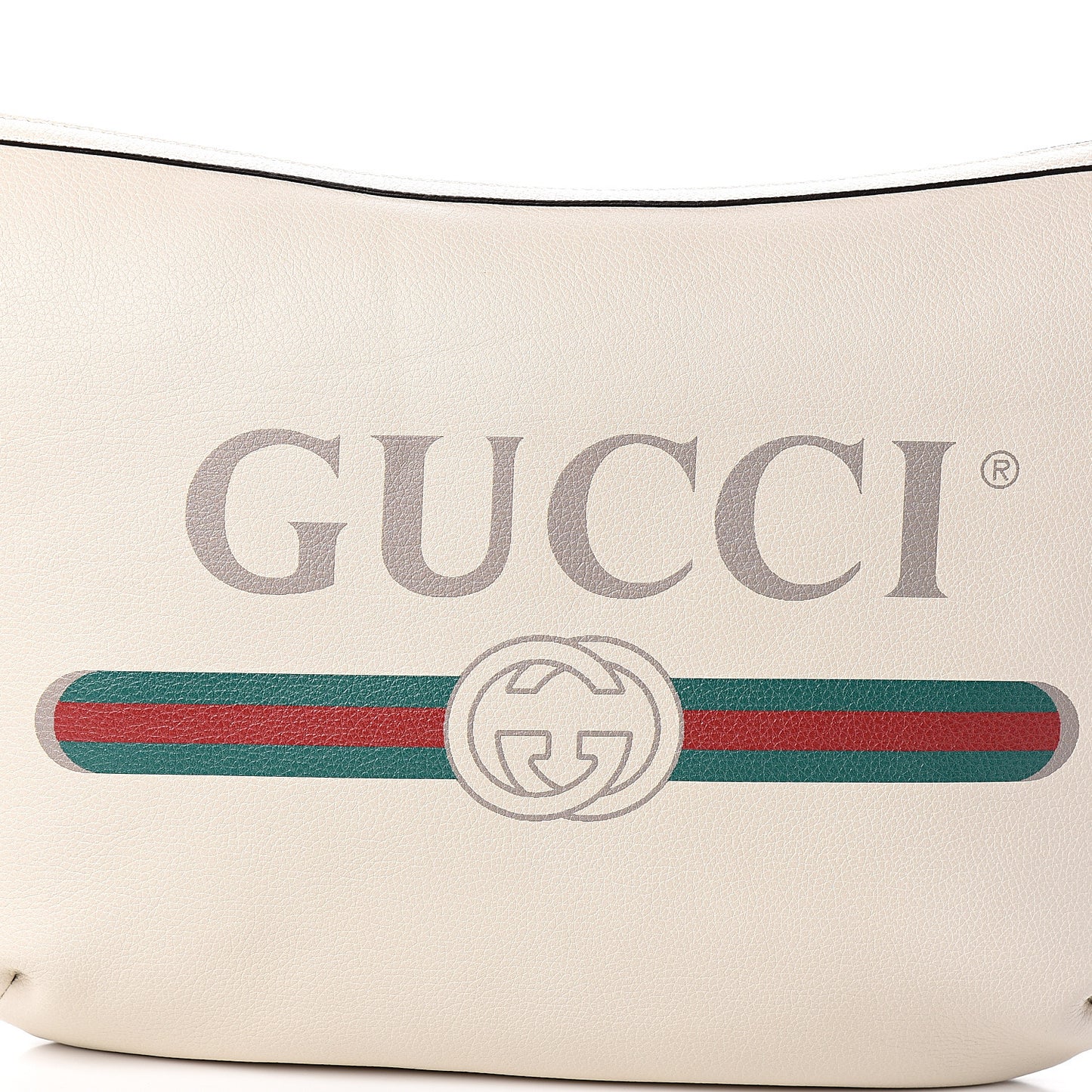 Grained Calfskin Logo Half Moon Hobo White