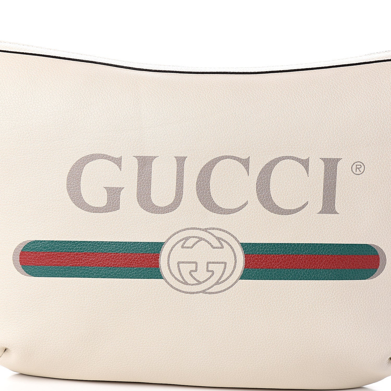 Gucci Grained Calfskin Logo Half Moon Hobo White 9 of 9