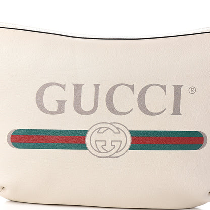Gucci Grained Calfskin Logo Half Moon Hobo White 9 of 9