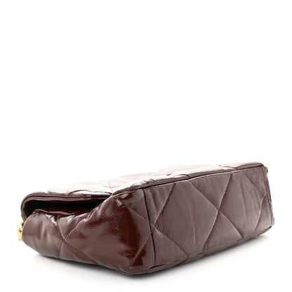Chanel Shiny Crumpled Calfskin Quilted Large Chanel 19 Flap Burgundy 5 of 12