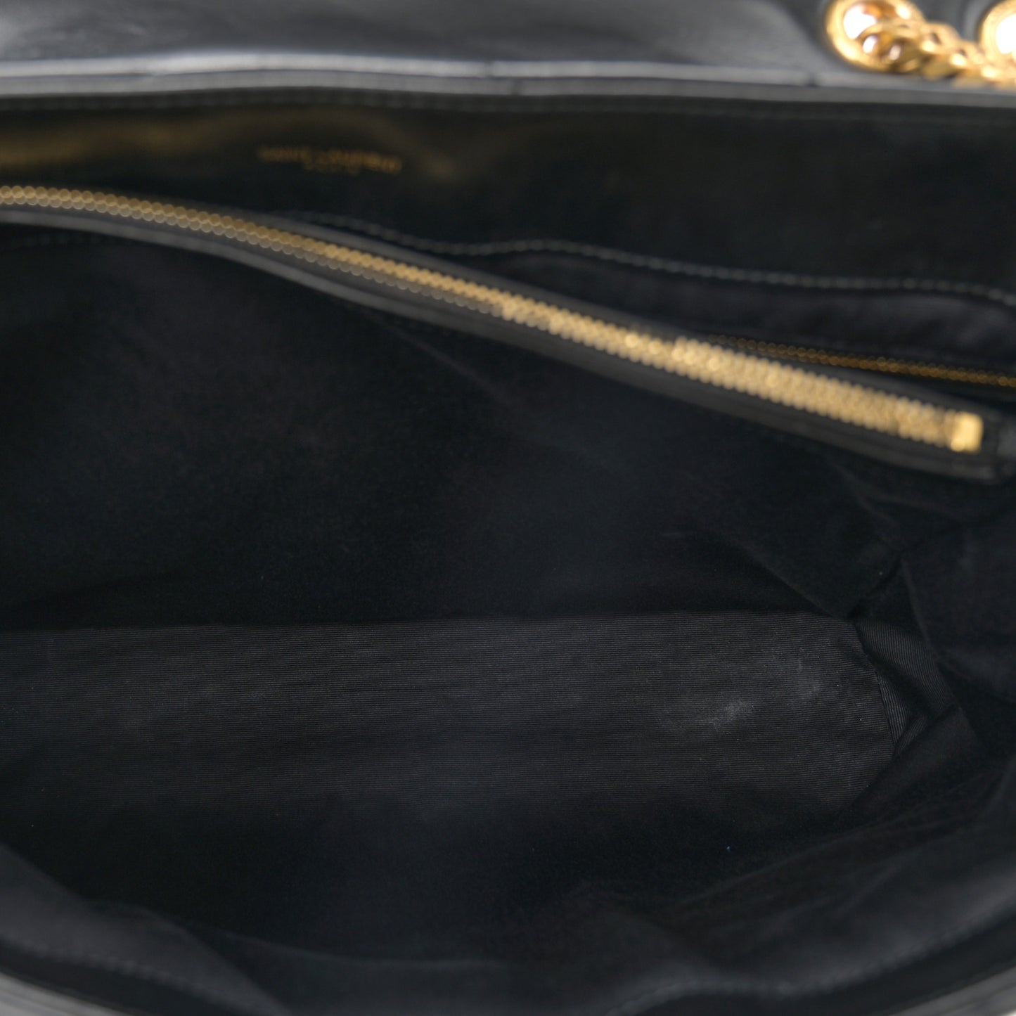 Calfskin Y Quilted Monogram Large Loulou Chain Satchel Black