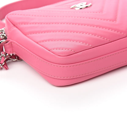 Chanel Lambskin Chevron Quilted Small Promenade Camera Case Pink 7 of 10