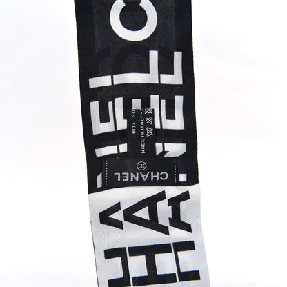 Chanel Silk Logo Slim Bandeau Scarf Black White 3 of 3