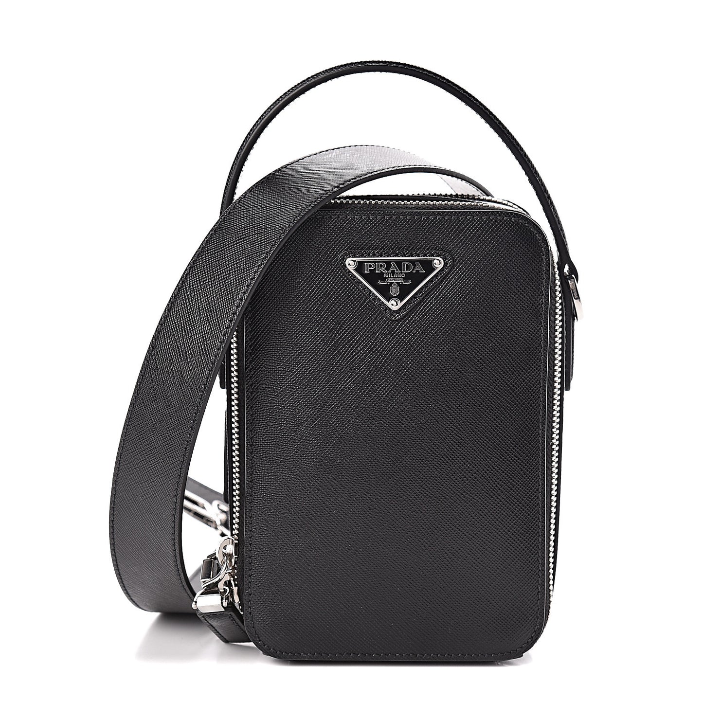 Saffiano Travel Brique Crossbody Messenger Bag Black