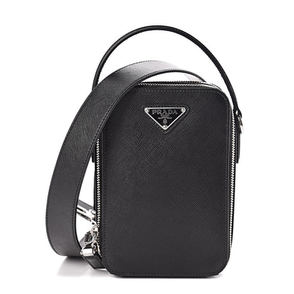Prada Saffiano Travel Brique Crossbody Messenger Bag Black 1 of 11