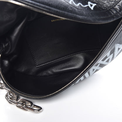 Balenciaga Agneau Arena Graffiti All Over XS Souvenir Belt Bag Black White 5 of 8
