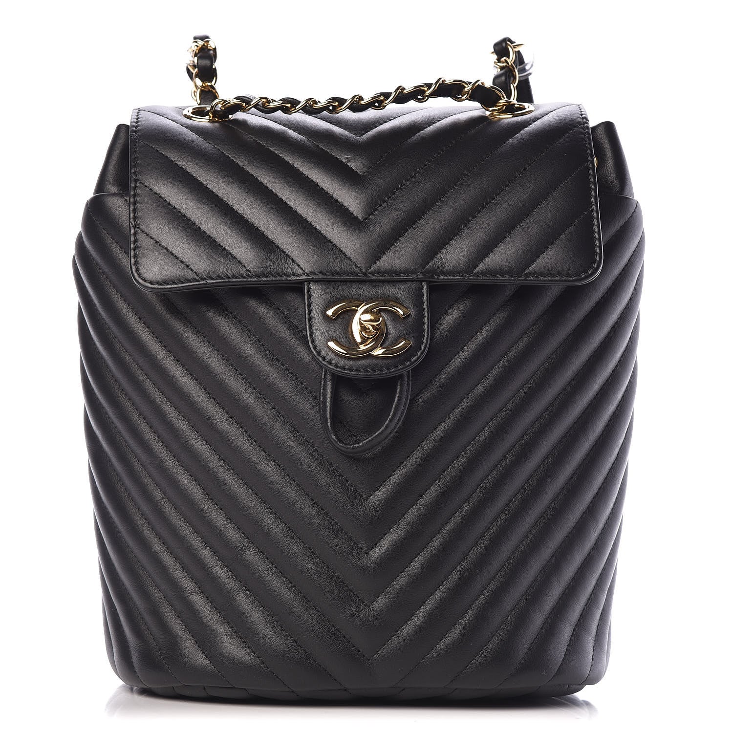Chanel Calfskin Chevron Quilted Small Urban Spirit Backpack Black 1 of 13