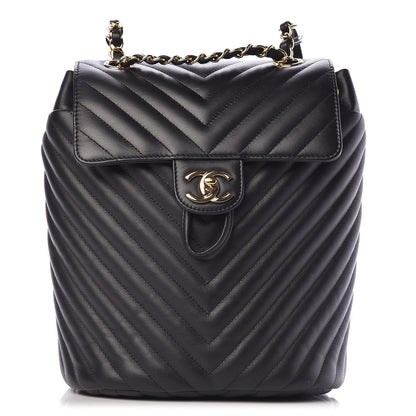 Chanel Calfskin Chevron Quilted Small Urban Spirit Backpack Black 1 of 13