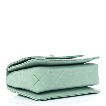 Chanel Shiny Calfskin Quilted Mini Metal Top Handle Flap Light Green 4 of 10
