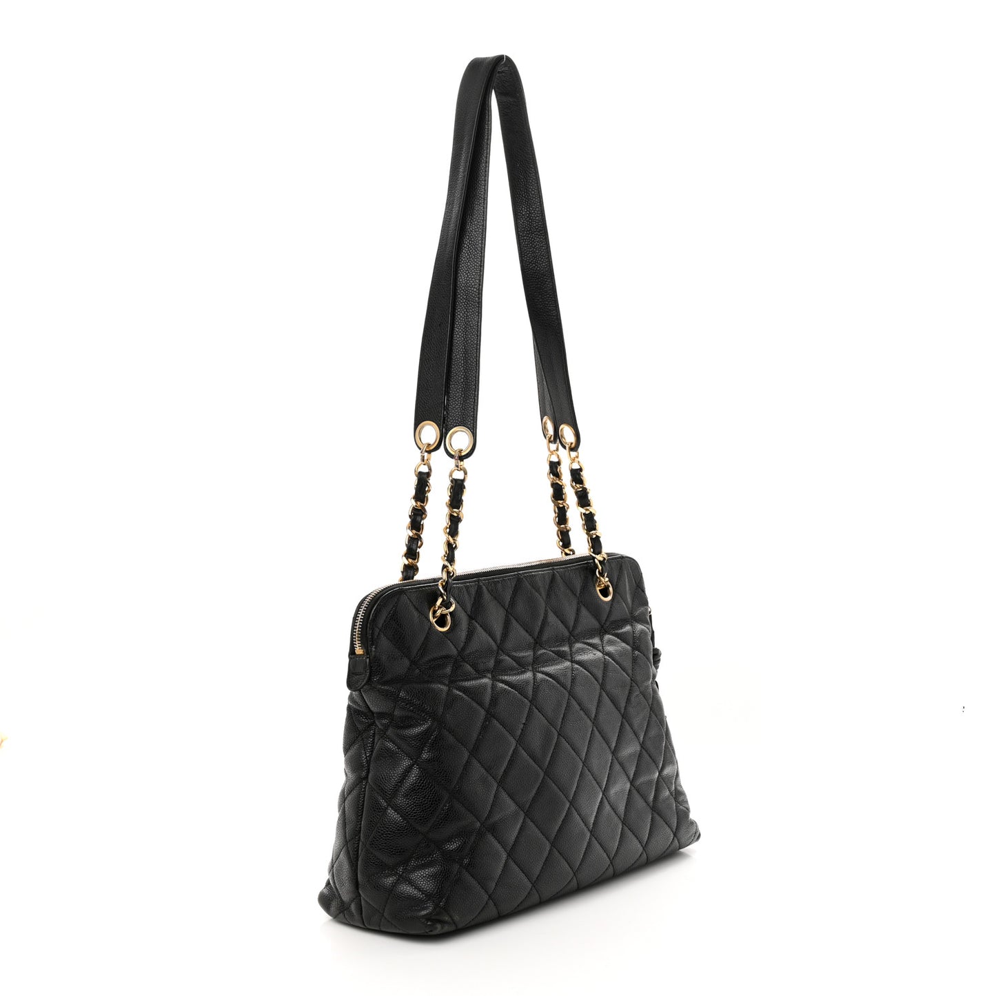 Caviar Quilted Flap Shoulder Bag Black