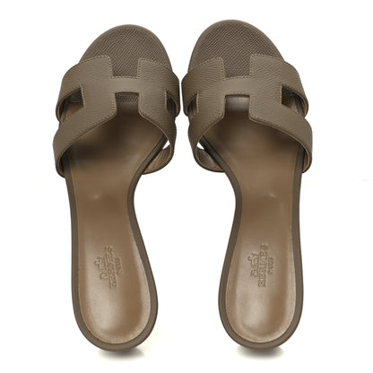 Hermes Epsom Oasis Sandals 38.5 Etoupe 2 of 10