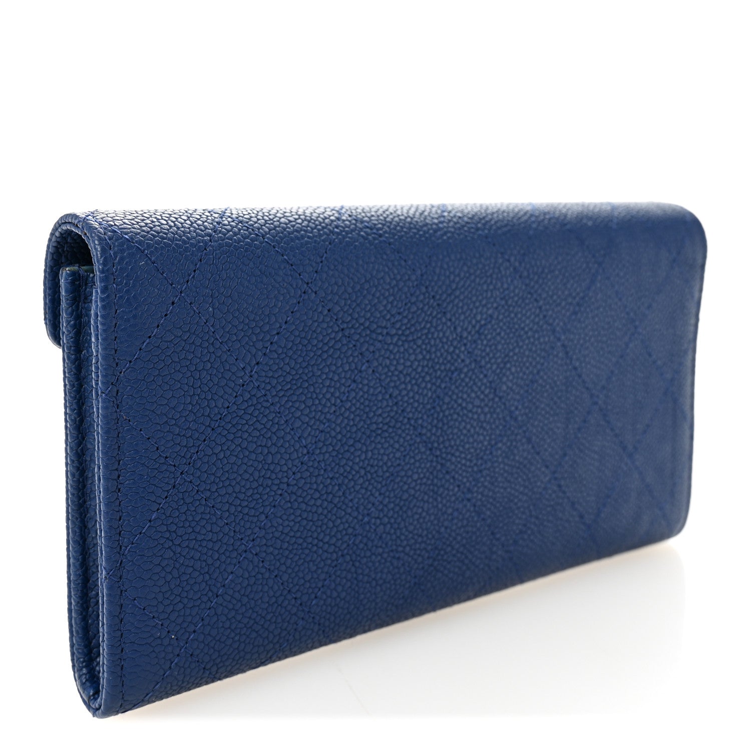 Chanel Caviar Quilted CC Box Gusset Flap Wallet Blue 3 of 11