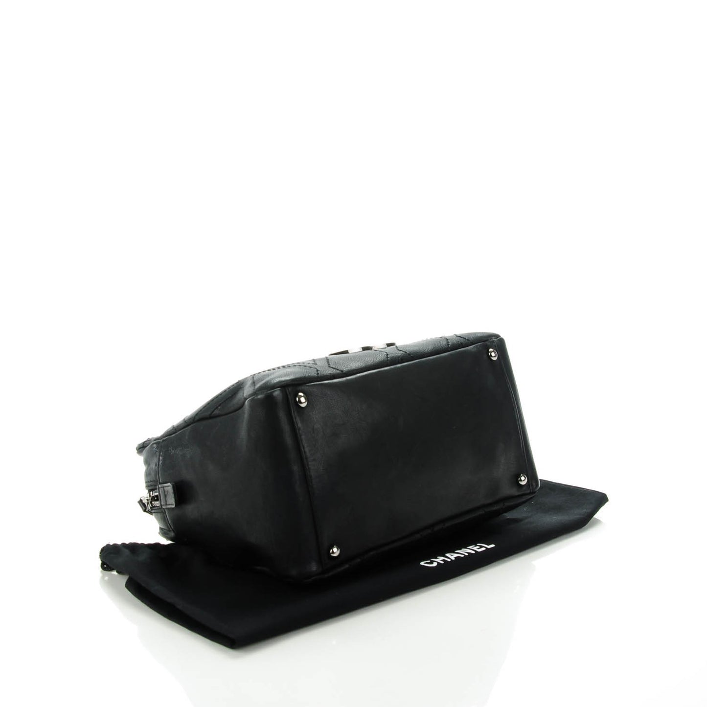 Calfskin Large Diamond Stitch Tote Black