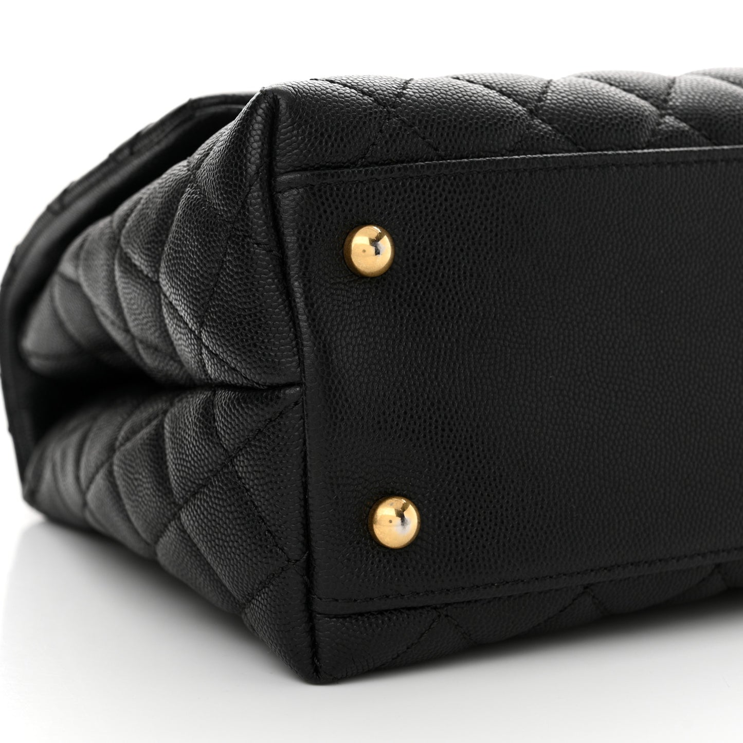 Caviar Lizard Quilted Small Coco Handle Flap Black