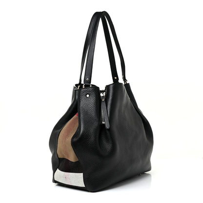 Burberry Grainy Calfskin House Check Medium Maidstone Black 3 of 13
