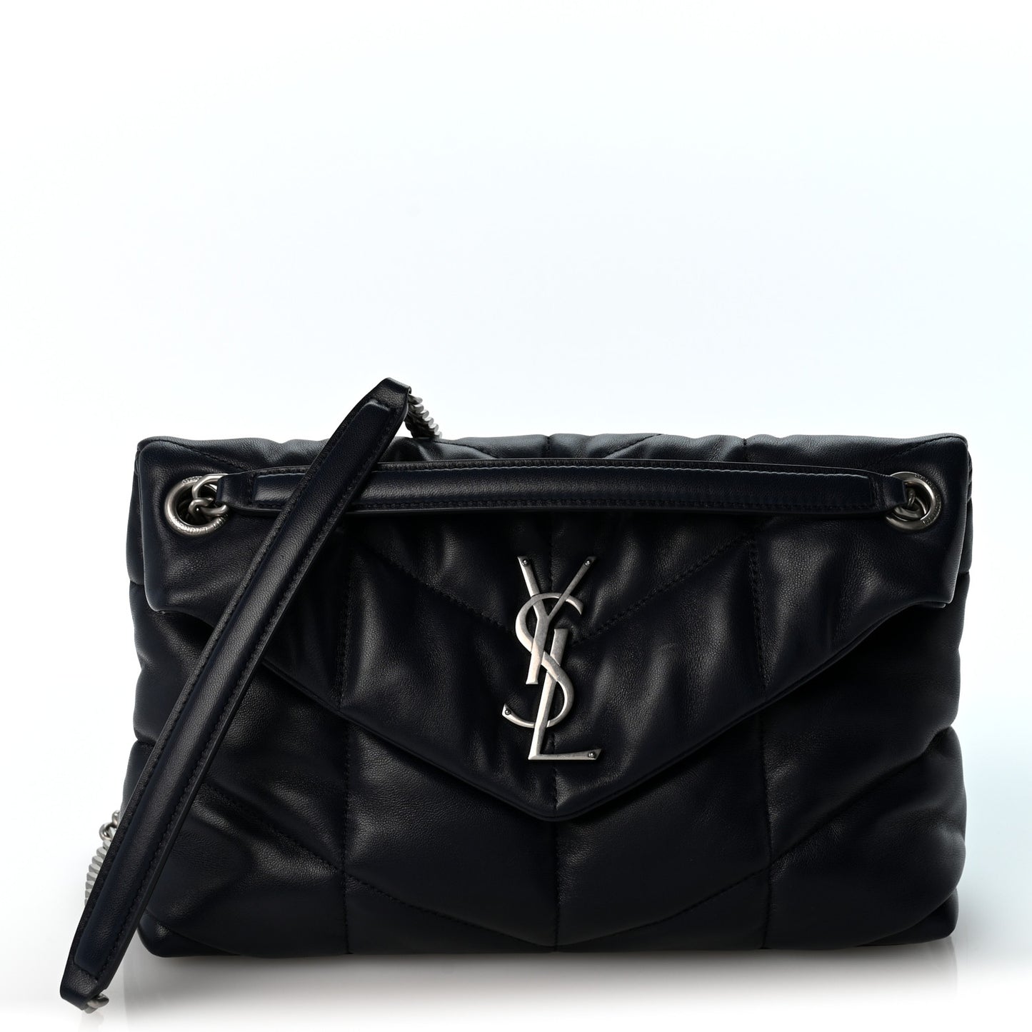 Lambskin Quilted Small Loulou Puffer Monogram Chain Satchel Marine