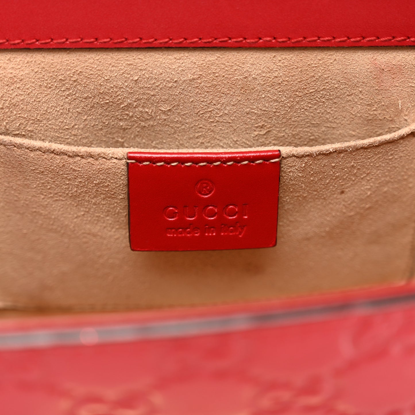 Guccissima Small Padlock Shoulder Bag Hibiscus Red