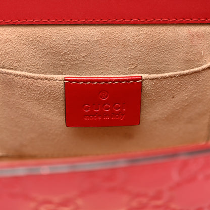 Gucci Guccissima Small Padlock Shoulder Bag Hibiscus Red 7 of 13