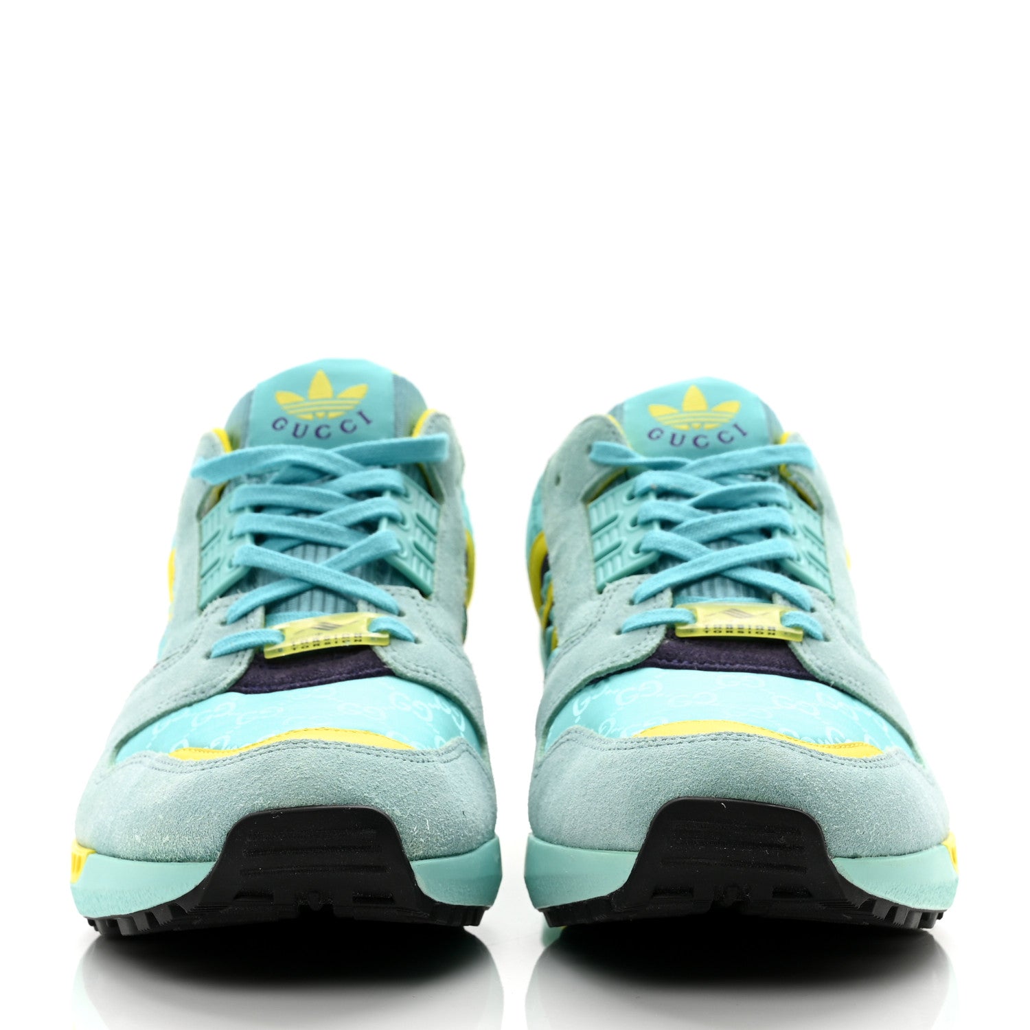 Gucci X ADIDAS Suede Madeira Nylon Jacquard GG Monogram Womens ZX8000 Sneakers 10.5 Aqua 2 of 11