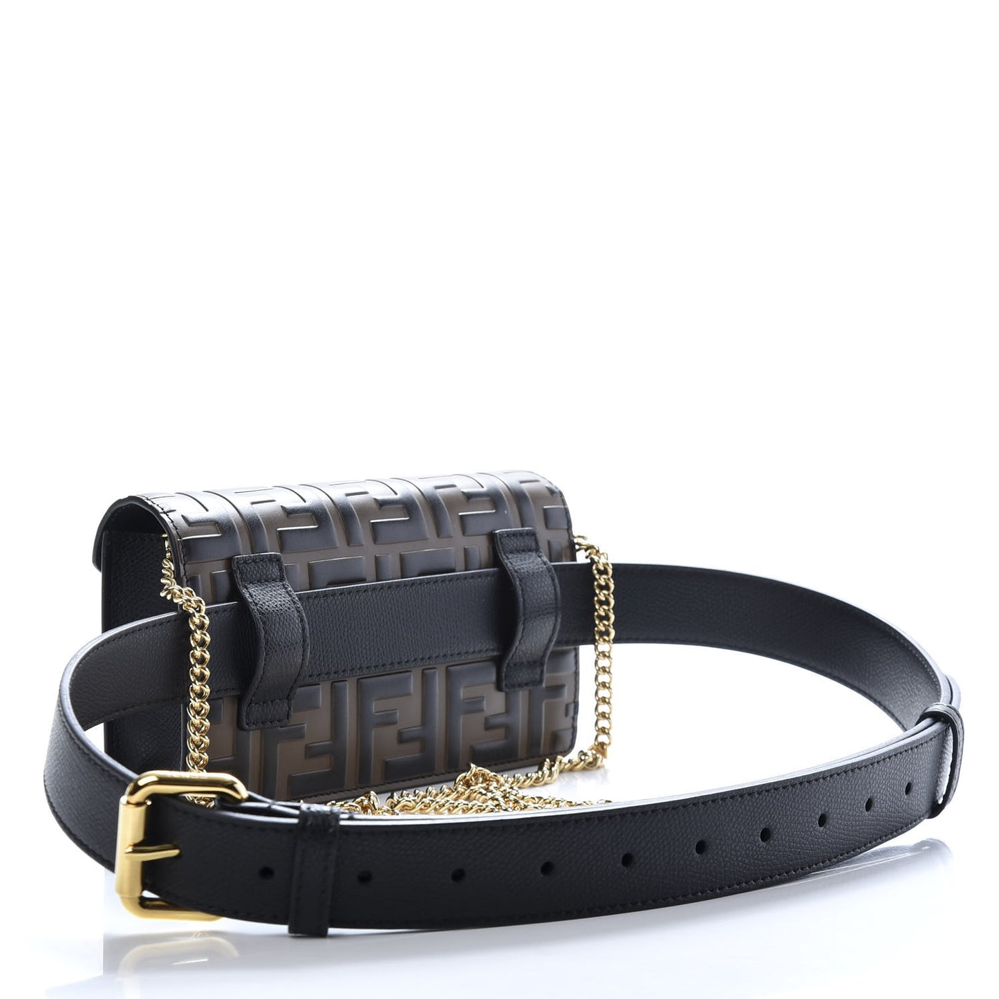 Vitello Cruise F is Fendi Bi-Color FF 1974 Embossed Envelope Belt Bag Maya Black