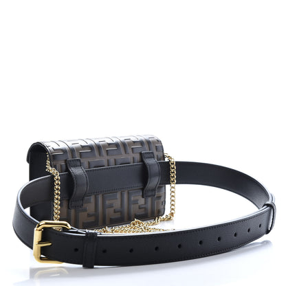 Fendi Vitello Cruise F is Fendi Bi-Color FF 1974 Embossed Envelope Belt Bag Maya Black 2 of 9