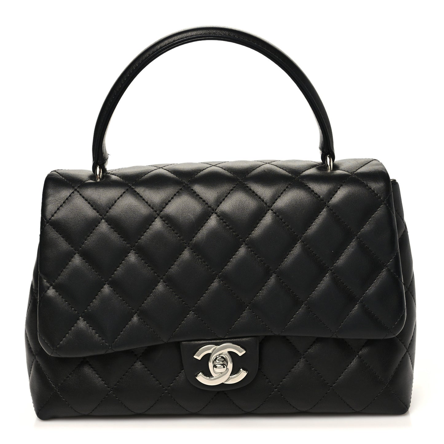 Lambskin Quilted Medium Kelly Flap Bag Black Black
